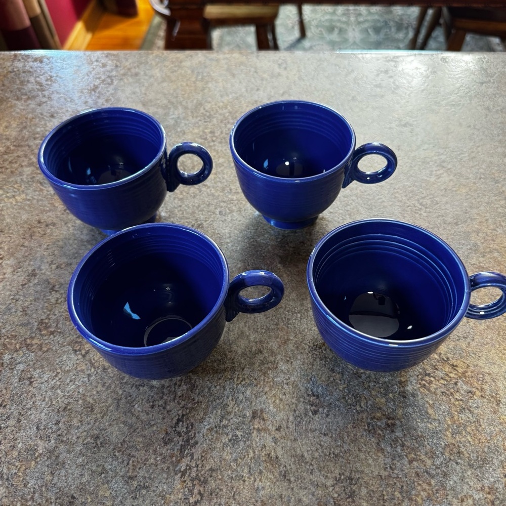 FiestaWare Cobalt Blue Lot of Four Teacups